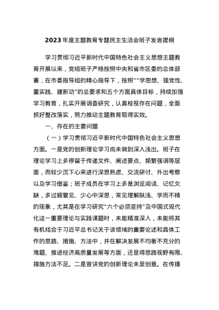 2023年度主题教育专题民主生活会班子发言提纲.docx