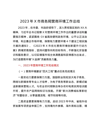 2023年X市商务局营商环境工作总结.docx