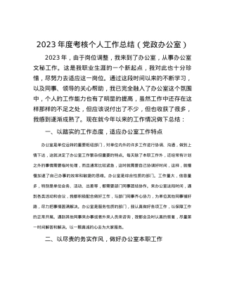 2023年度考核个人工作总结（党政办公室）.docx