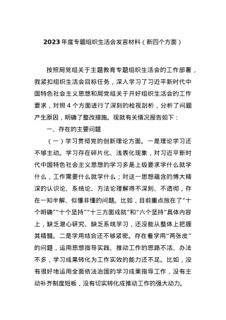 2023年度专题组织生活会发言材料（新四个方面）.docx