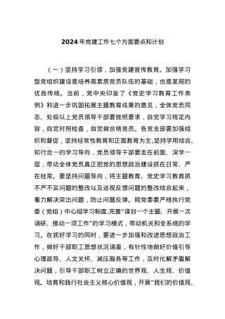 2024年党建工作七个方面要点和计划..docx