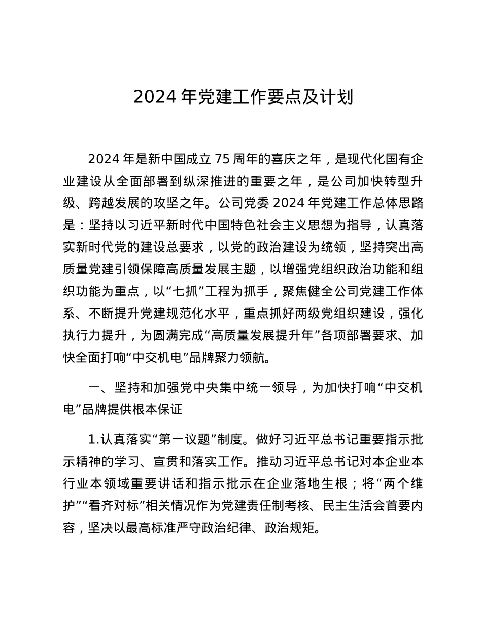 2024年党建工作要点及计划.docx_第1页