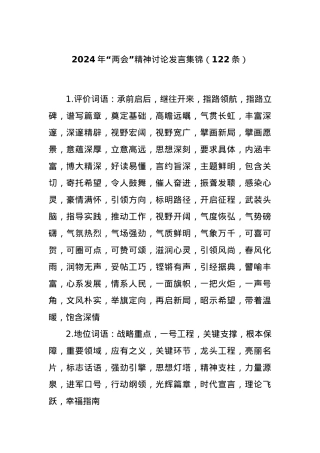 2024年“两会”精神讨论发言集锦（122条）.docx