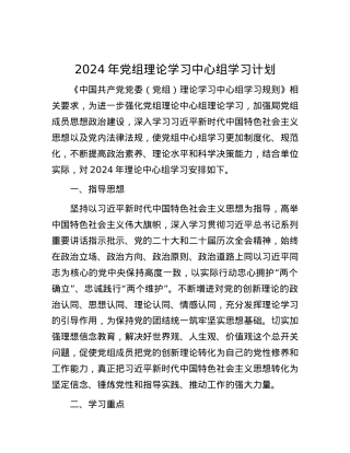 2024年党组理论学习中心组学习计划.docx