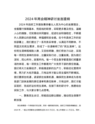 2024年两会精神研讨发言提纲.docx