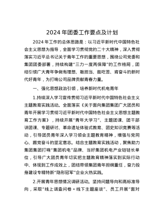 2024年团委工作要点及计划.docx