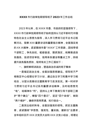 XXXX市行政审批局领导班子2023年工作总结.docx
