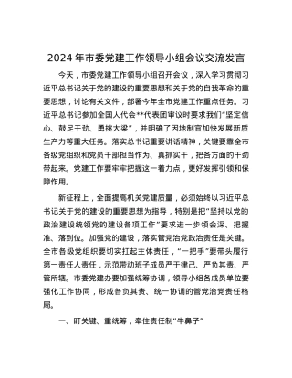 2024年市委党建工作领导小组会议交流发言.docx