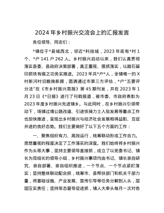 2024年乡村振兴交流会上的汇报发言.docx