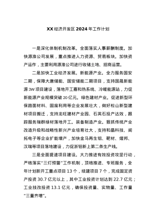 XX经济开发区2024年工作计划..docx