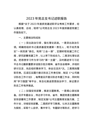 2023年党总支书记述职报告.docx
