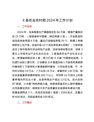 X县农业农村局2024年工作计划.docx