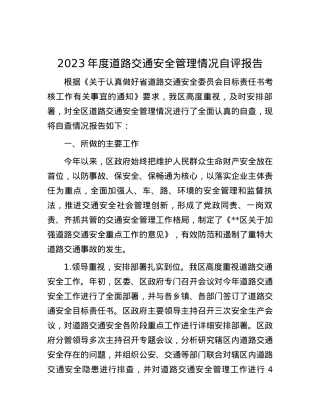 2023年度道路交通安全管理情况自评报告.docx