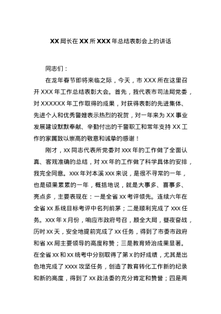 XX局长在XX所XXX年总结表彰会上的讲话.docx