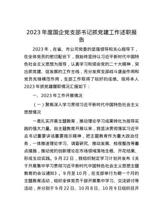 2023年度国企党支部书记抓党建工作述职报告.docx