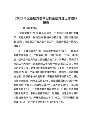2023年度基层党委书记抓基层党建工作述职报告.docx
