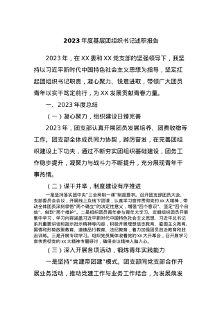 2023年度基层团组织书记述职报告.docx