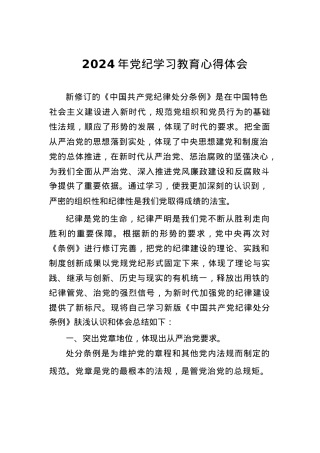 2024年党纪学习教育关于学习新修订《中国共产党纪律处分条例》的心得体会四篇.docx