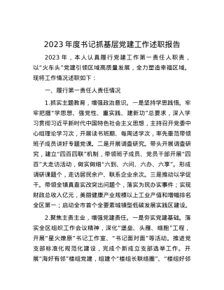 2023年度书记抓基层党建工作述职报告.docx