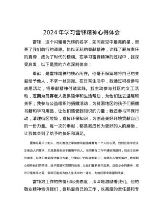 2024年学习雷锋精神心得体会.docx