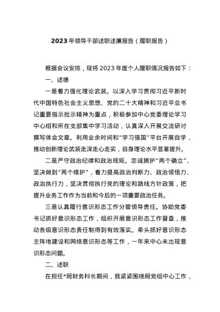 2023年领导干部述职述廉报告（履职报告）.docx