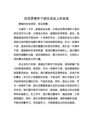 在优秀青年干部交流会上的发言.docx