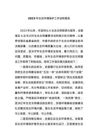 2023年生态环境保护工作述职报告.docx