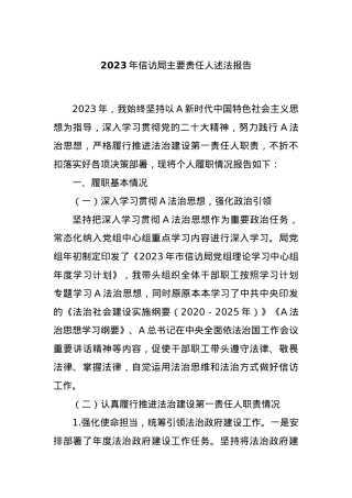 2023年信访局主要责任人述法报告.docx
