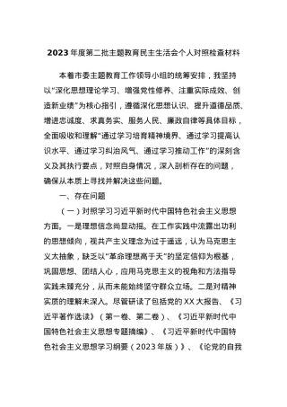 2023年度第二批主题教育民主生活会个人对照检查材料 (2).docx