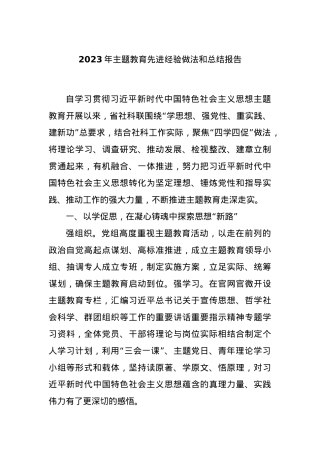 2023年主题教育先进经验做法和总结报告.docx