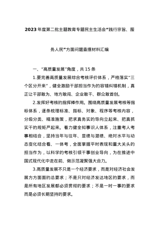 2023年度第二批主题教育专题民主生活会“践行宗旨、服务人民”方面问题 查摆材料汇编.docx