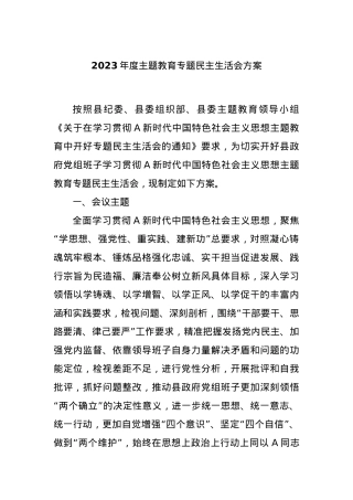2023年度主题教育专题民主生活会方案.docx