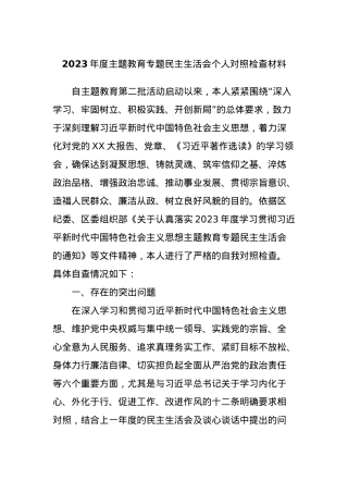 2023年度主题教育专题民主生活会个人对照检查材料 (3).docx
