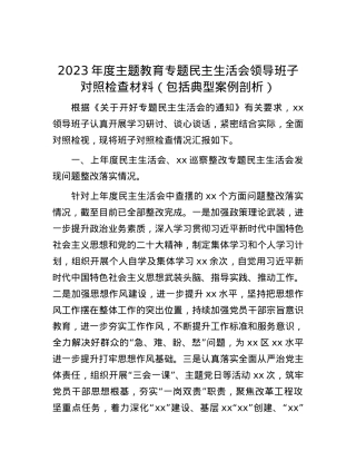 2023年度主题教育专题民主生活会领导班子对照检查材料（包括典型案例剖析）.docx