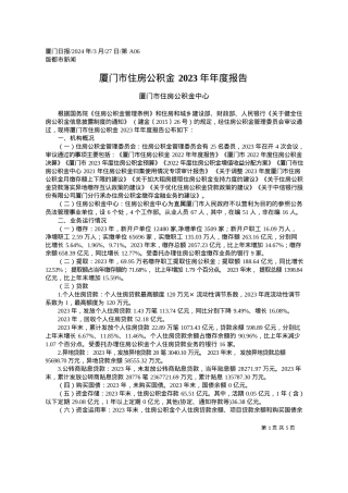 2024.03.27厦门市住房公积金中心：厦门市住房公积金2023年年度报告.docx