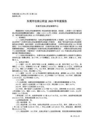 2024.04.03东莞市住房公积金管理中心：东莞市住房公积金2023年年度报告.docx