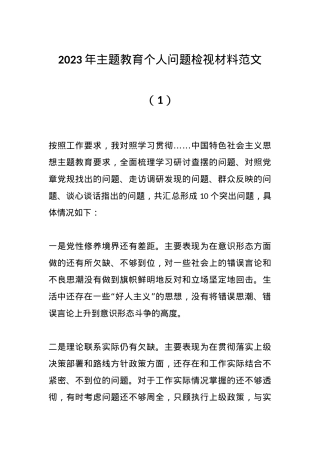2023年主题教育个人问题检视材料范文（1）.docx