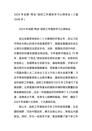 2024年全国“两会”政府工作报告学习心得体会2篇.docx