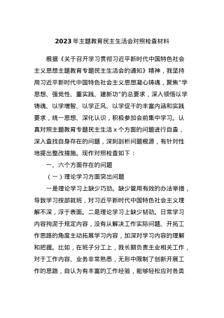 2023年主题教育民主生活会对照检查材料 (2).docx