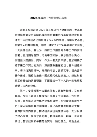 2024年政府工作报告学习心得.docx