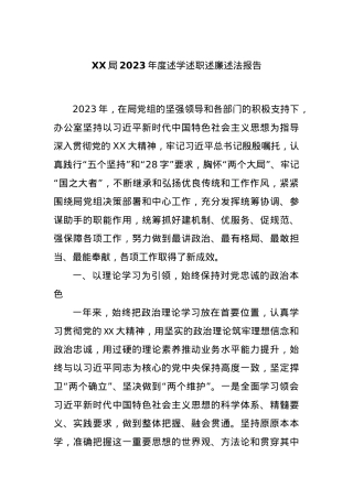 XX局2023年度述学述职述廉述法报告.docx