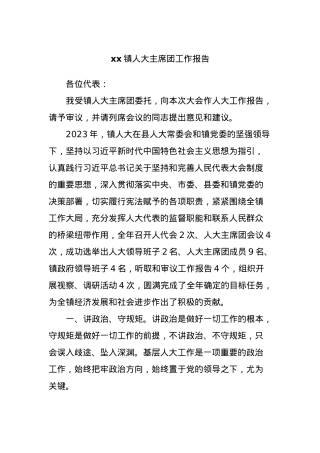 xx镇人大主席团工作报告.docx