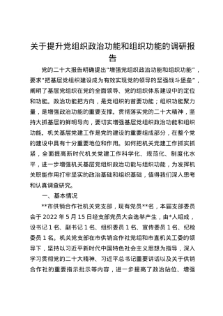 关于提升党组织政治功能和组织功能的调研报告.docx