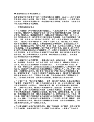 XX推进综合执法改革的创新实践.docx