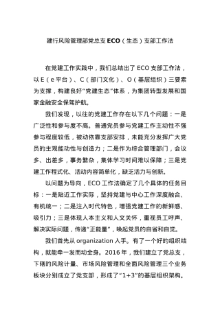 建行风险管理部党总支ECO（生态）支部工作法.docx