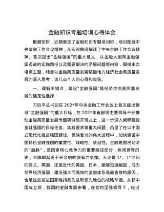 金融知识专题培训心得体会.docx