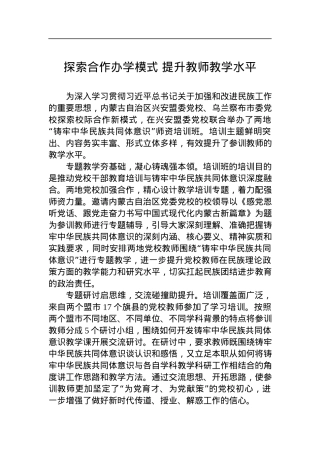 探索合作办学模式 提升教师教学水平.docx