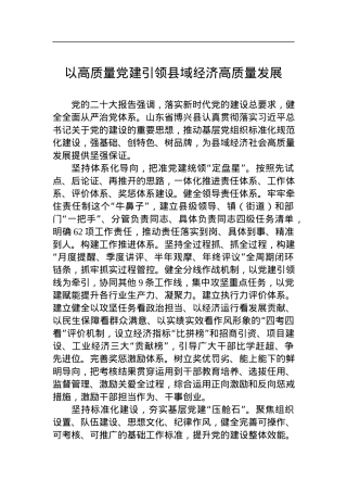 以高质量党建引领县域经济高质量发展.docx