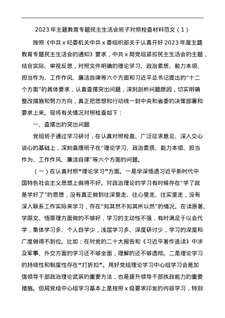 2篇2023年XX教育专题民主生活会班子对照检查检视剖析主要发言提纲.docx