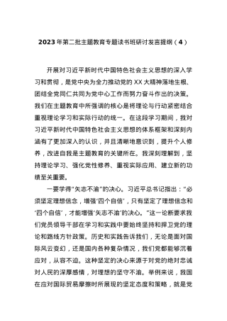 2023年第二批主题教育专题读书班研讨发言提纲（4）.docx